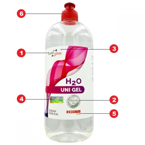 H2O UNI ŻEL WODNY POŚLIZGOWY 1000mlRED BOTTLE LINE