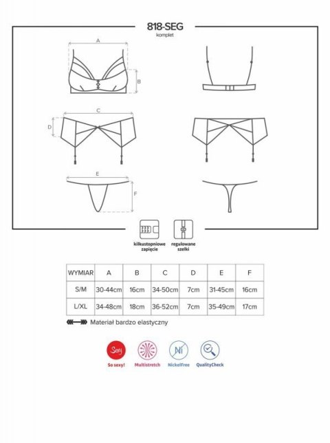 Bielizna-818-SEG-1 komplet 3-częściowy S/M