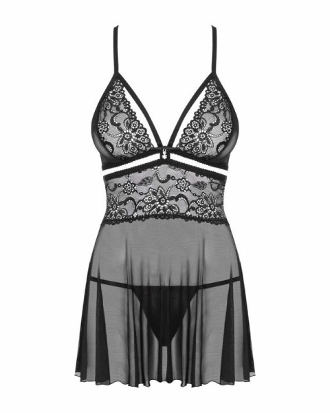 Bielizna-838-BAB-1 babydoll i stringi czarna S/M
