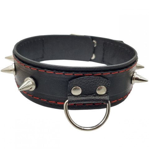 Obroża damska z ćwiekami skóra naturalna