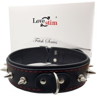 Obroża męska z ćwiekami skóra naturalna