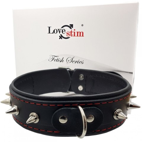 Obroża męska z ćwiekami skóra naturalna