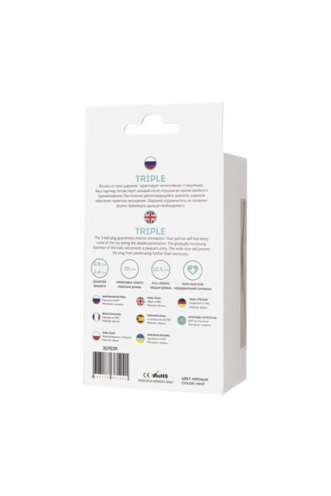 ToDo by Toyfa Anal plug Triple, silicone, mint, 10.5 cm, O 2.4 cm