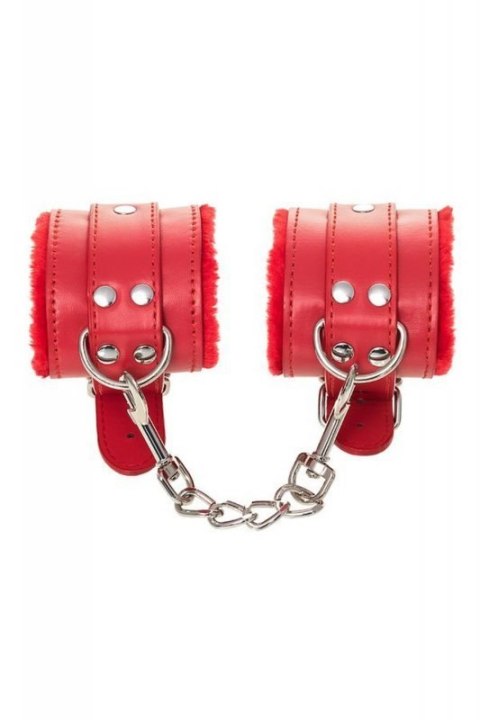 Anonymo handcuffs, PU leather, red, 27 cm