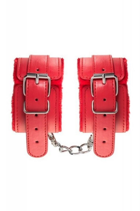 Anonymo handcuffs, PU leather, red, 27 cm