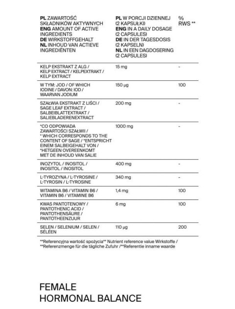 Qi-Nu Hormonal Balance Female suplement diety dla Kobiet - 60 capsules