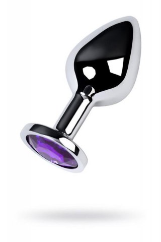 Silver anal plug TOYFA Metal,with a amethyst colored gem