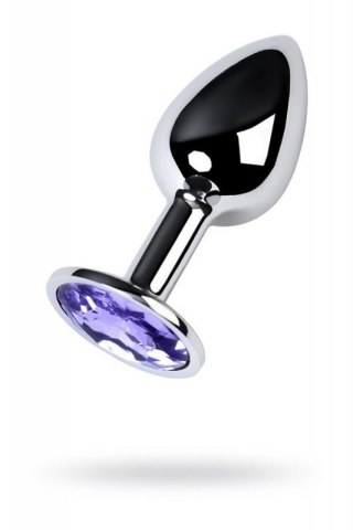 Silver anal plug with gem, blue