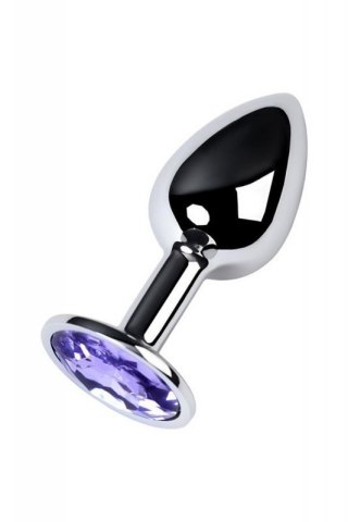 Silver anal plug with gem, blue