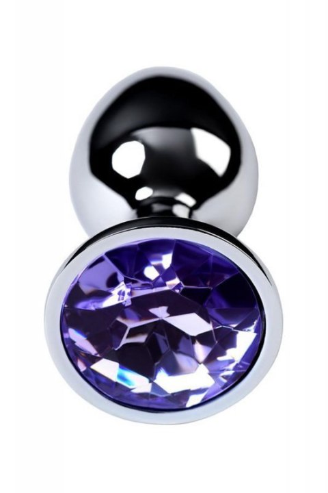 Silver anal plug with gem, blue