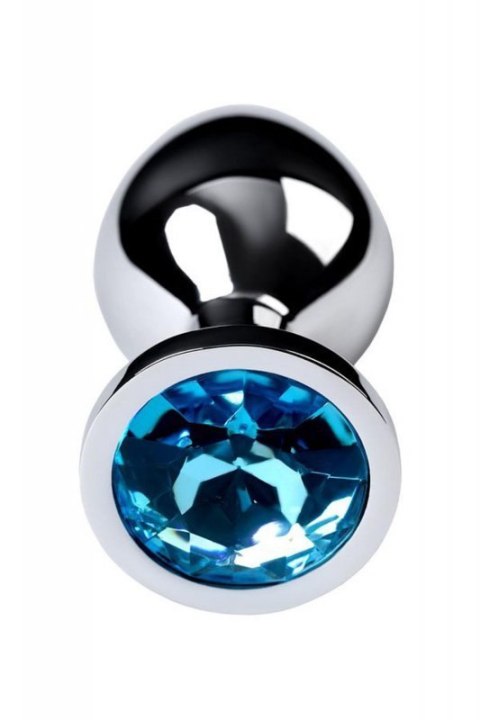 Silver anal plug with gem, turquoise