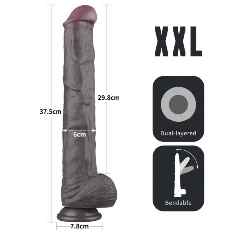 14.5'' Dual Layered Bendable Silicone Cock XXL(Black)